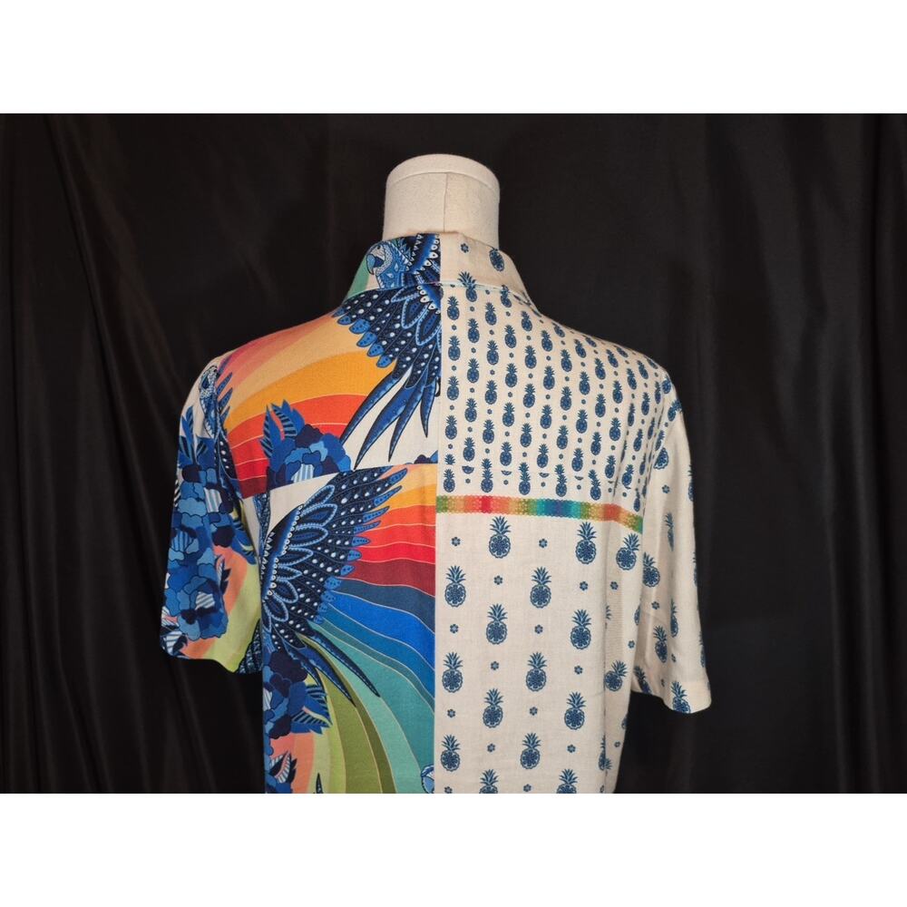 Sold! Farm Rio For Anthropologie Surf Button Down Shirt White Multicol Small New - Picture 11 of 11